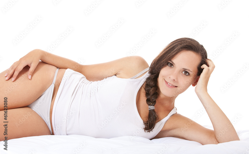 Attractive girl in white underwear Attractive girl in white underwear