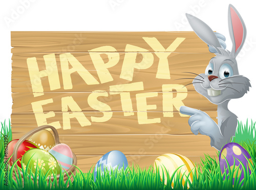 Easter bunny and eggs sign