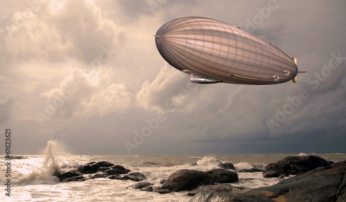 Zeppelin, Luftschiff über stürmischer See