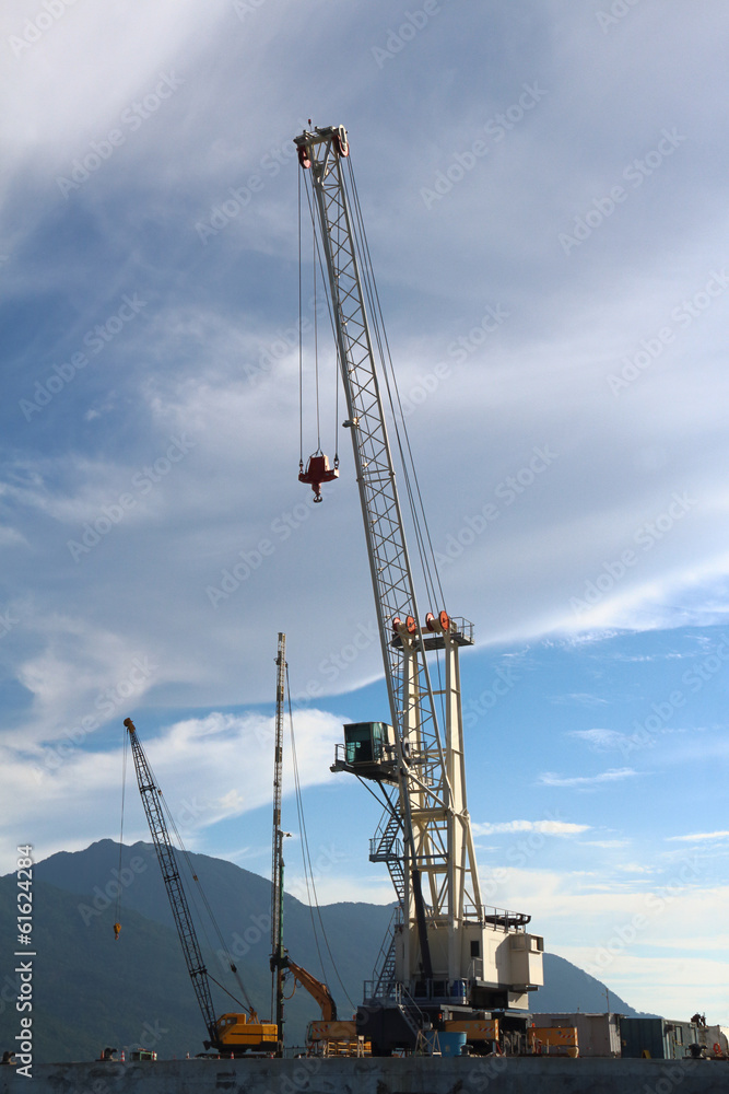 Fototapeta premium Cranes in a harbor - Brazil