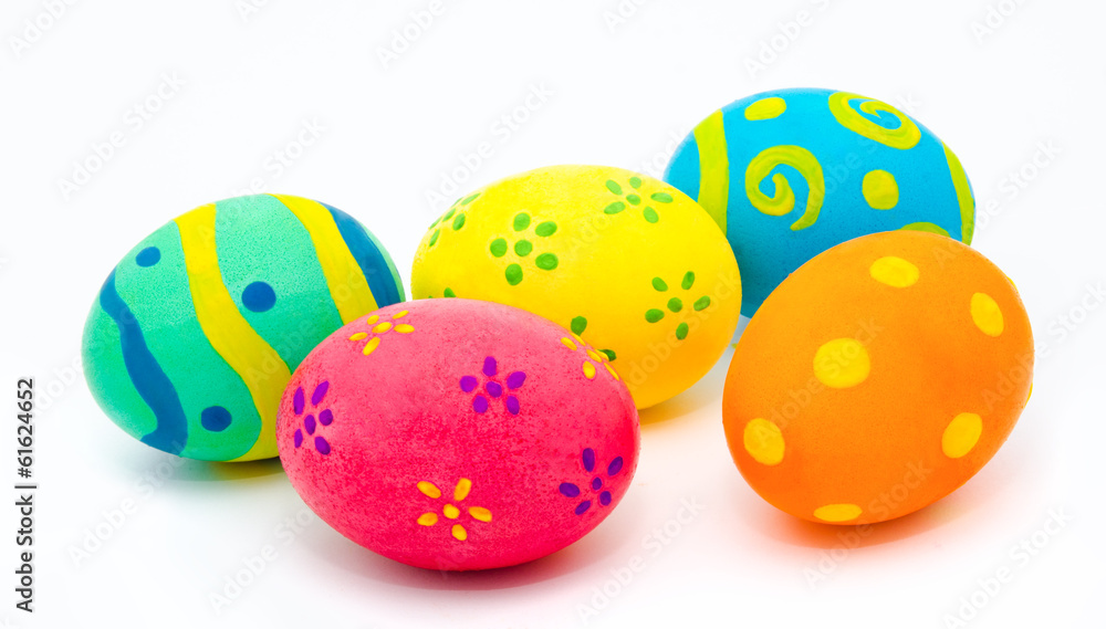 Colorful handmade easter eggs isolated on a white Colorful handmade easter eggs isolated on a white