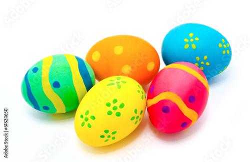 Colorful handmade easter eggs isolated