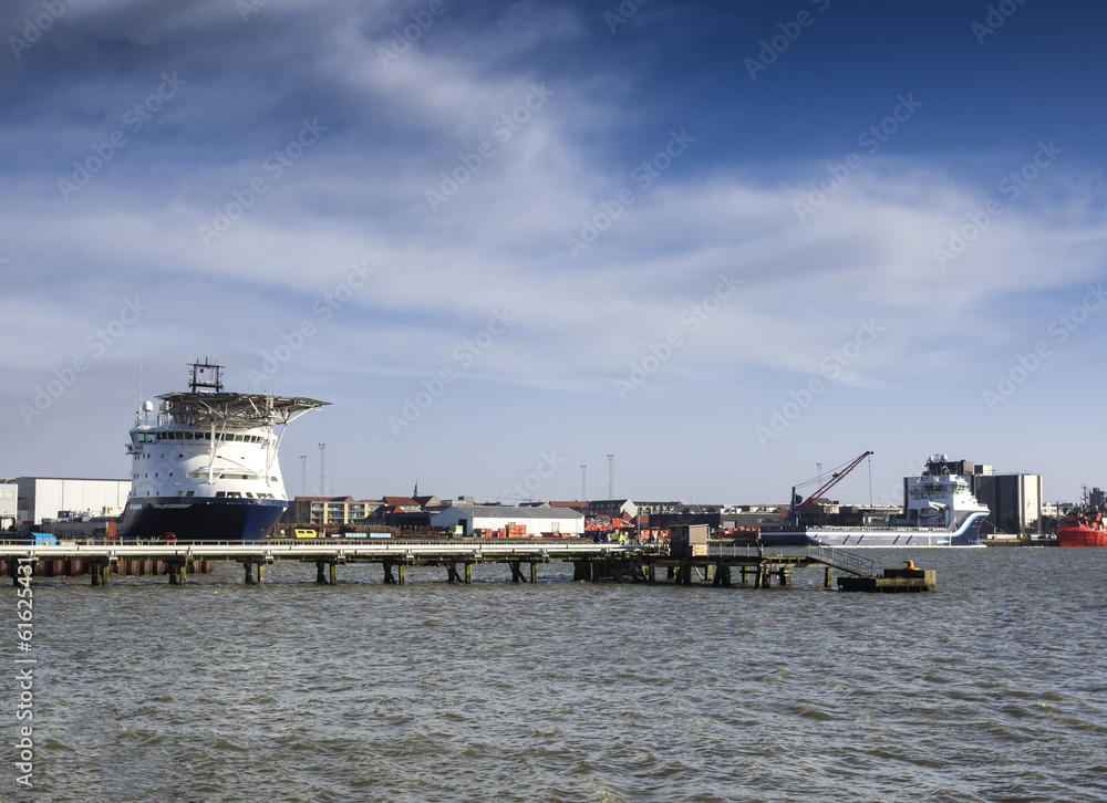 Oil Supply ships in Esbjerg harbor, Denmark