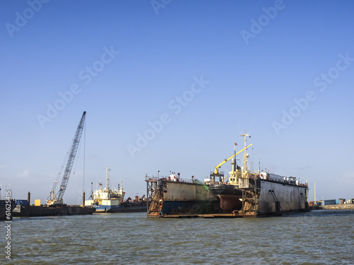 Shipyard dock in Esbjerg oil harbor , Denmark