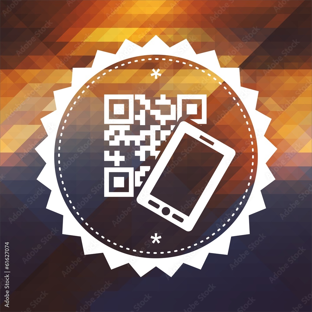 QR Code with Smartphone on Triangle Background.