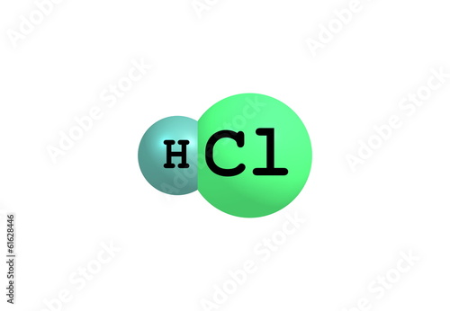 Hydrogen chloride molecular structure on white