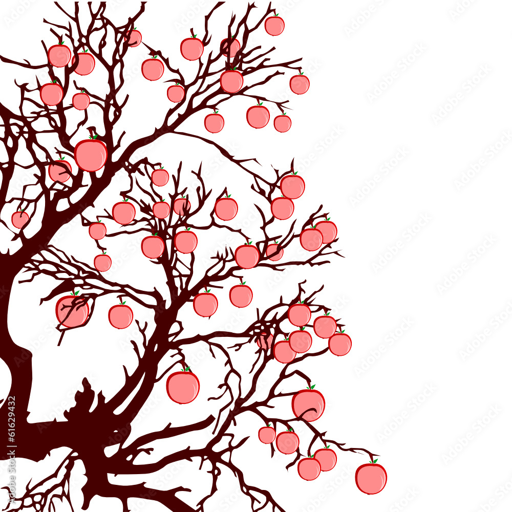 tree with red apples color vector