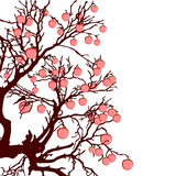 tree with red apples color vector