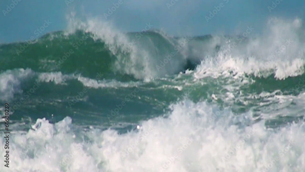 Ocean big wave blue sky slow motion Ocean big wave blue sky slow motion