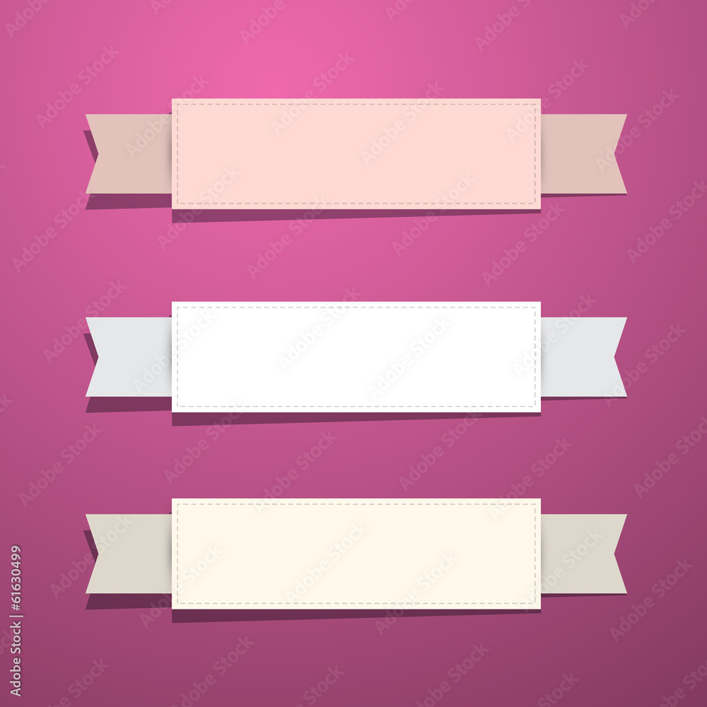 Paper Ribbons - Labels on Pink - Violet Background Paper Ribbons - Labels on Pink - Violet Background