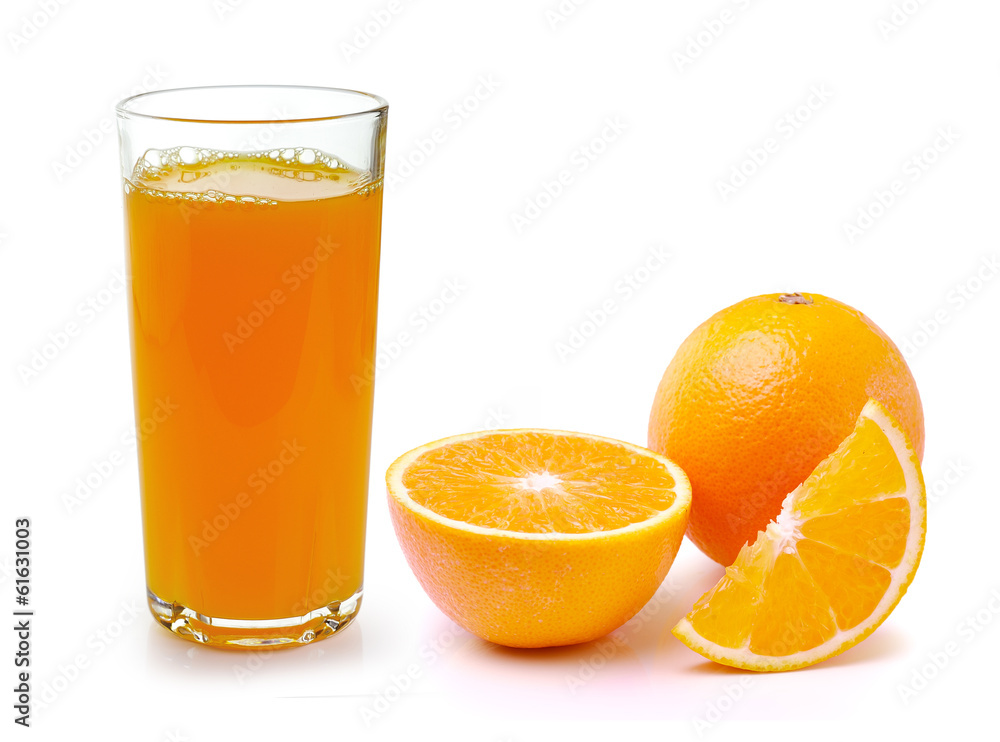 Fresh orange and glass with juice Fresh orange and glass with juice
