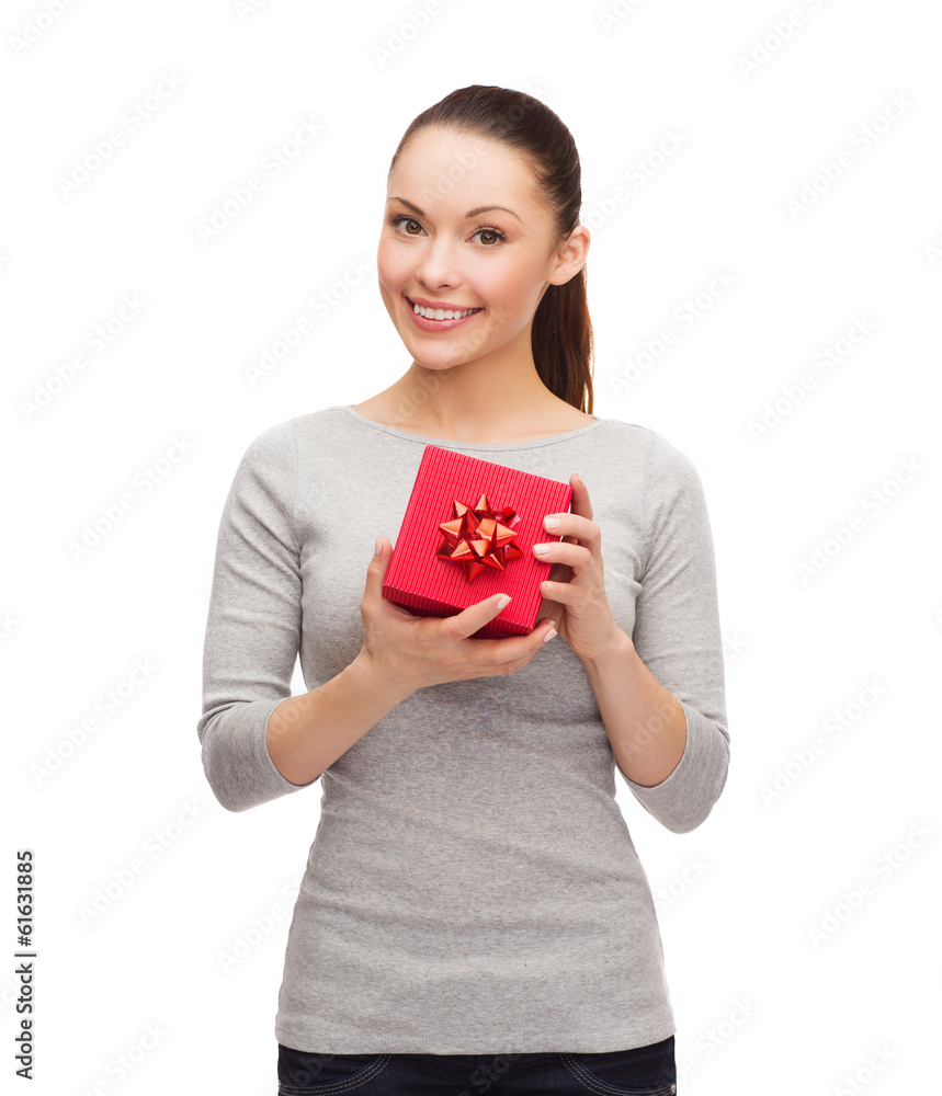 beautiful girl with red gift box beautiful girl with red gift box