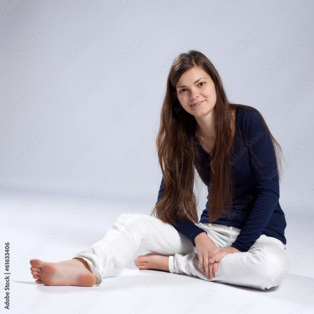 Young long-haired woman with natural beauty Young long-haired woman with natural beauty