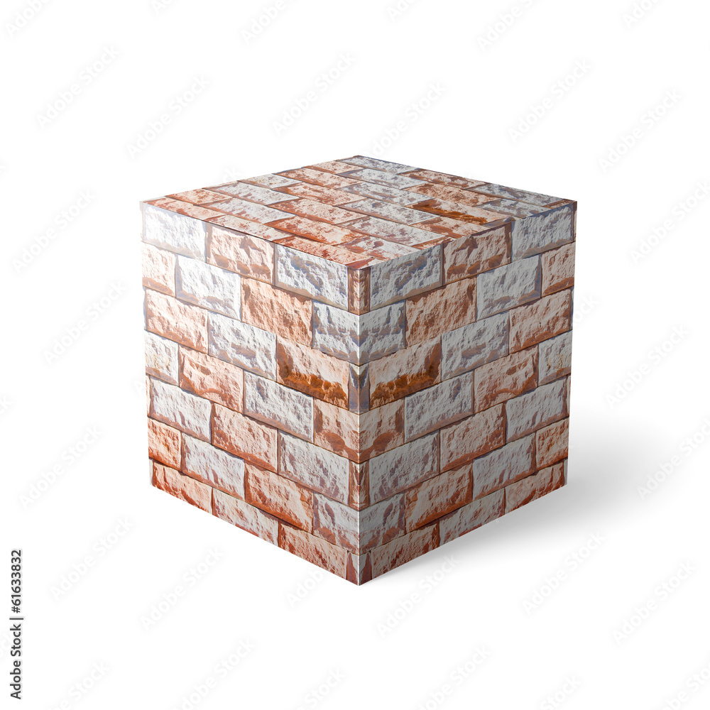 Massive brick element over white background Massive brick element over white background