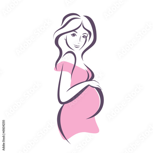 pregnant woman, stylized vector symbol