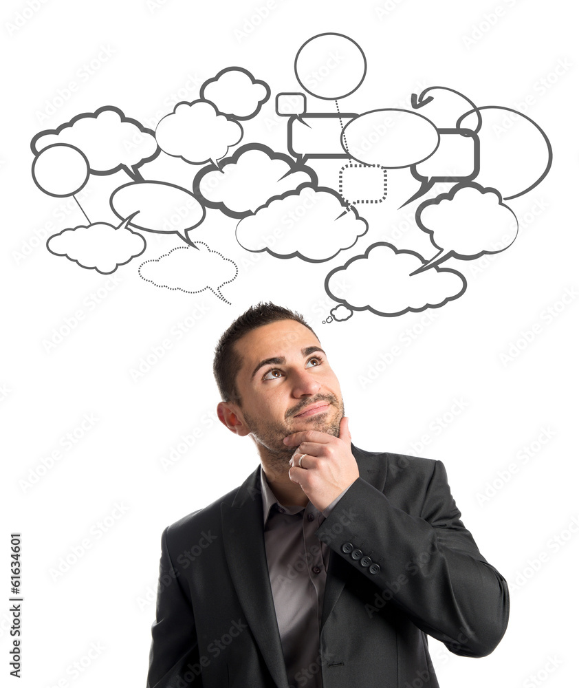 Businessman thinking over white background Businessman thinking over white background