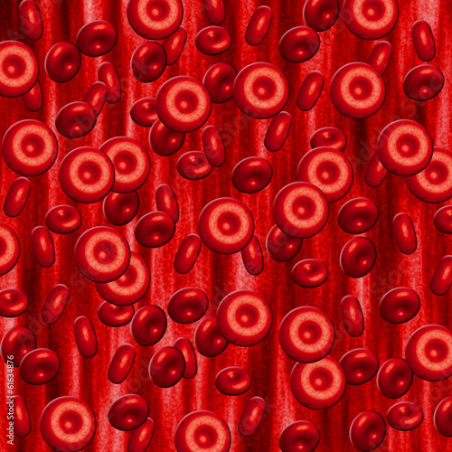 illustration of red blood cells flowing through vein or artery