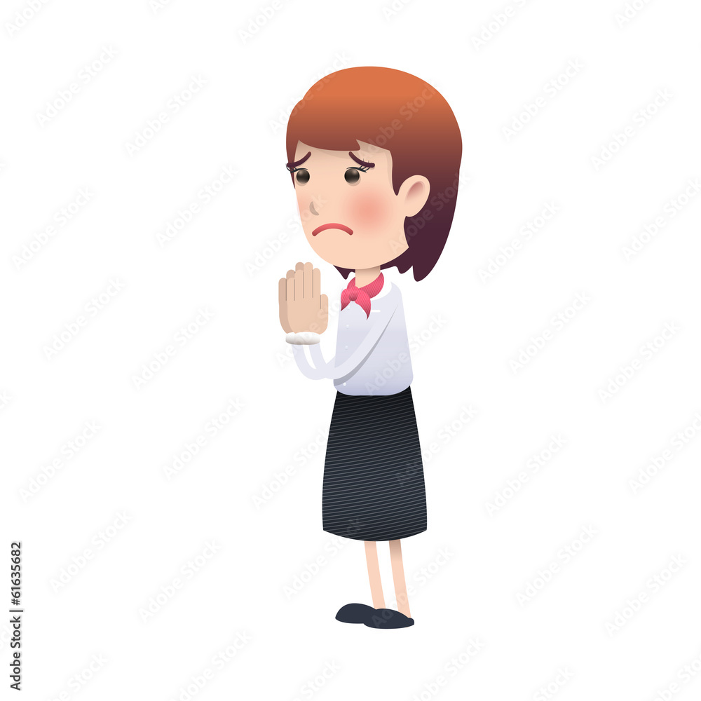 woman pleading over white background. Vector design