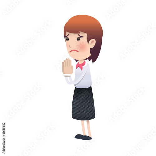 woman pleading over white background. Vector design