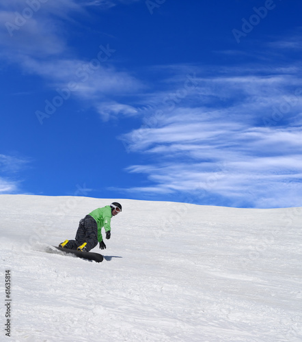 Snowboarder on ski slope