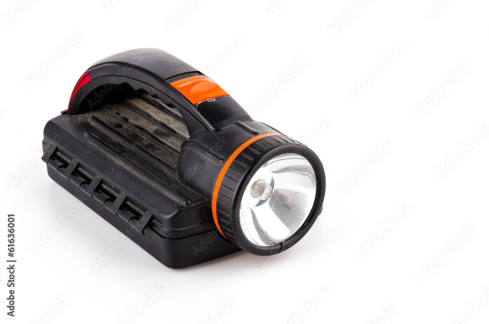 Black flashlight isolated on white background Black flashlight isolated on white background