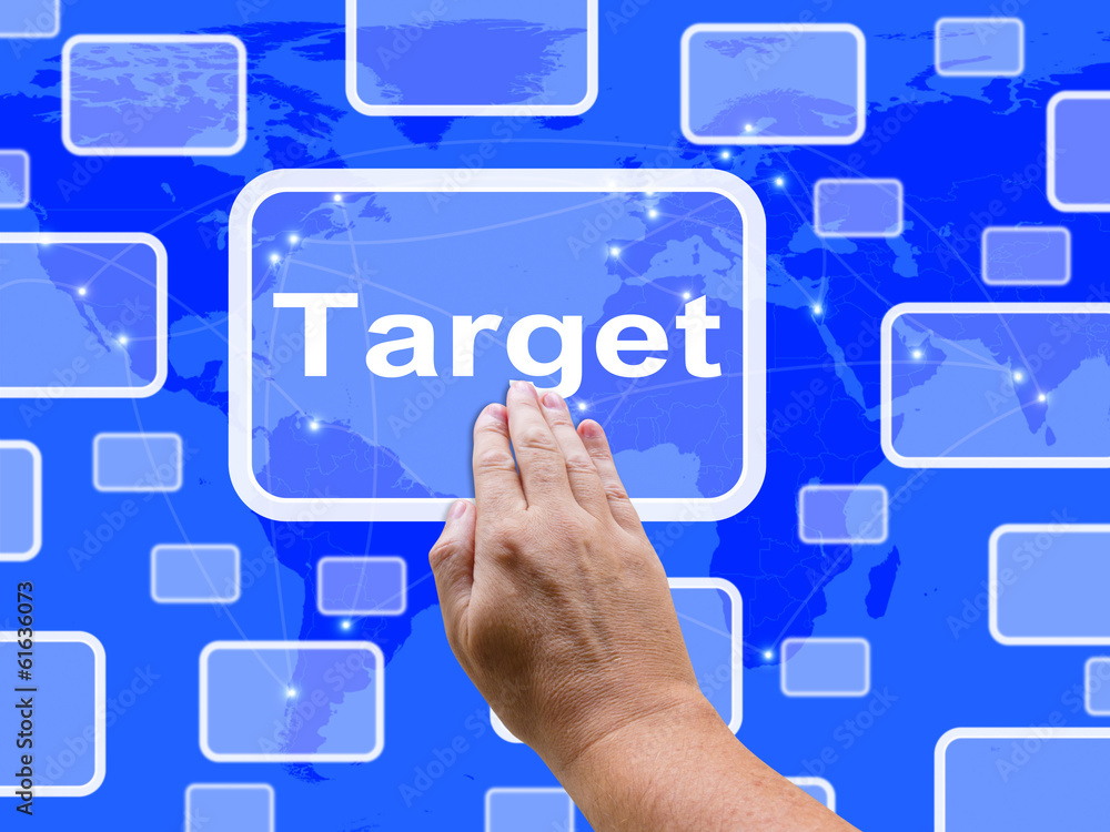 Target Touch Screen Shows Aims Objectives Or Aspirations Target Touch Screen Shows Aims Objectives Or Aspirations