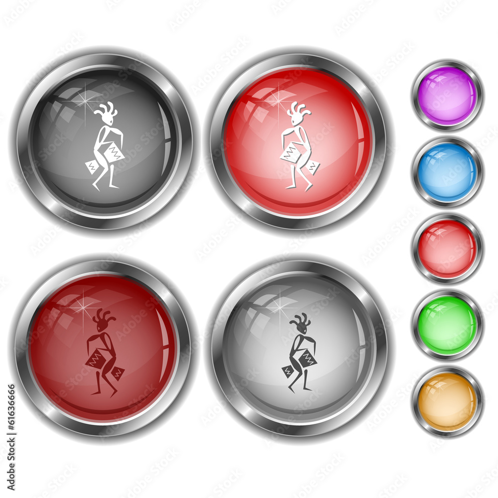 Ethnic little man with drum. Internet buttons. Ethnic little man with drum. Internet buttons.