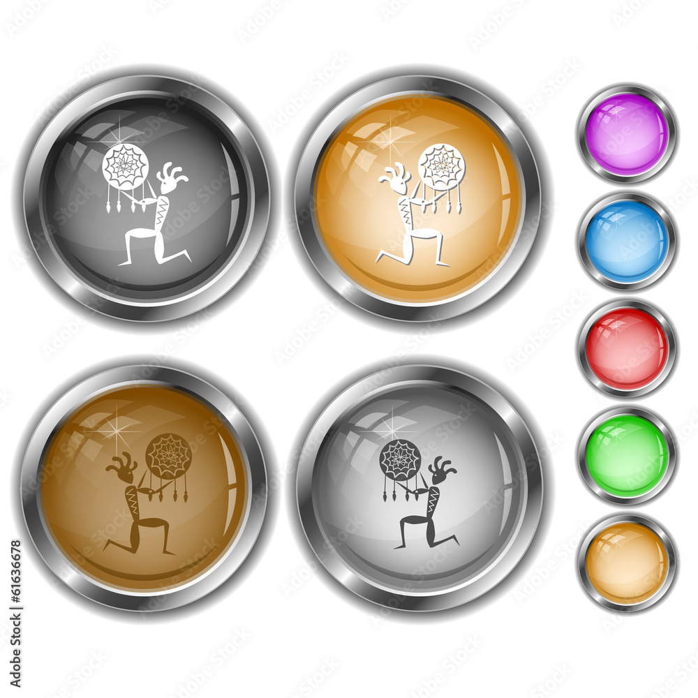 Ethnic little man as shaman. Internet buttons. Ethnic little man as shaman. Internet buttons.