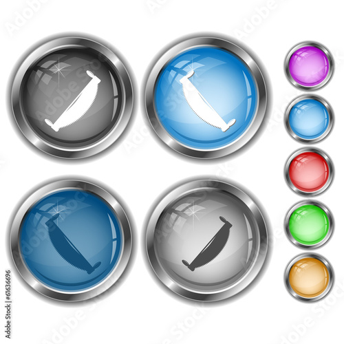 Two-handled saw. Internet buttons.