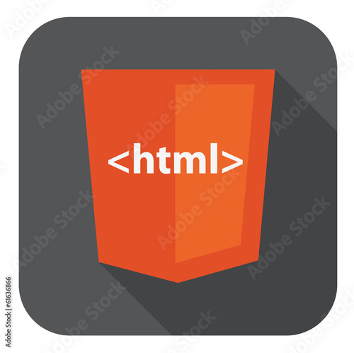 vector illustration of orange shield with html tag on the screen
