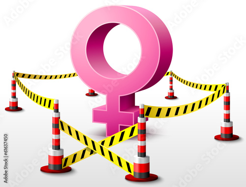 Female symbol located in restricted area with barrier tape