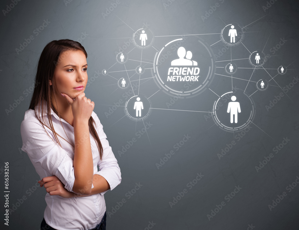 Attractive girl looking at modern social network Attractive girl looking at modern social network
