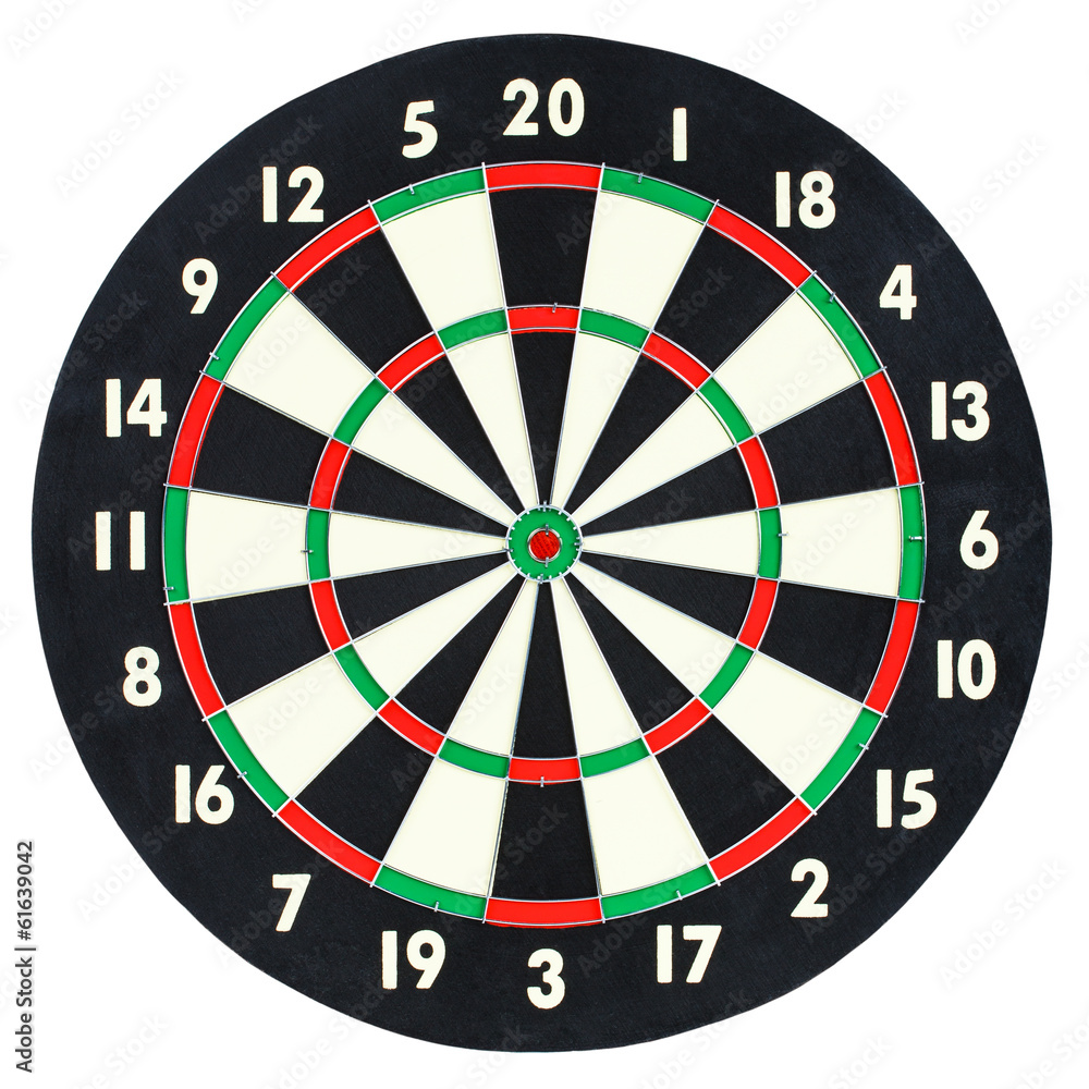 Darts board isolated on white background. Classic dartboard Darts board isolated on white background. Classic dartboard