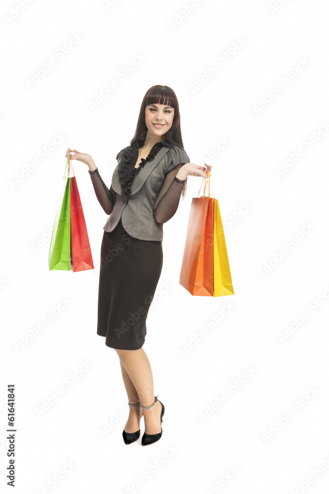 Shopping Concept. Woman With Shopping Bags