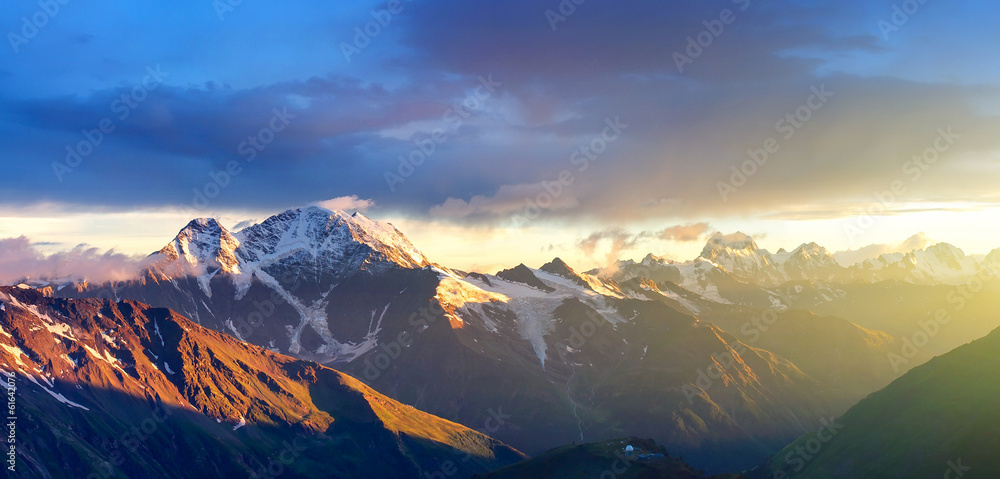 High mountain during sunset. Beautiful natural landscape