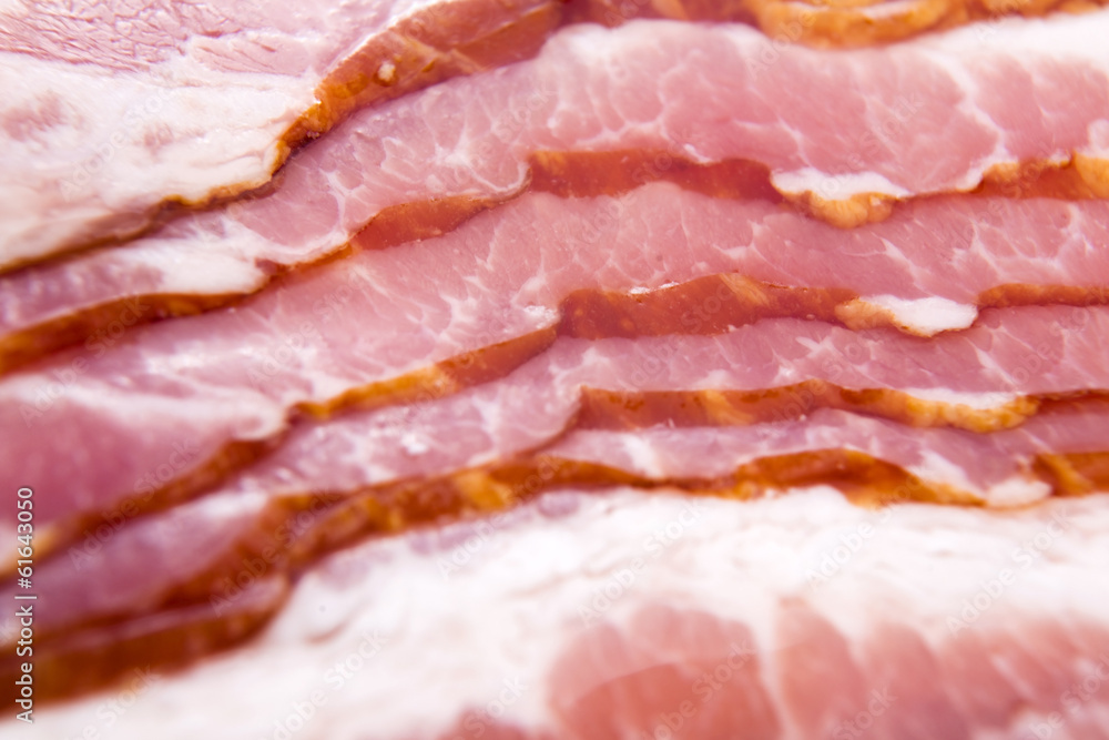 Raw dry-cured back bacon