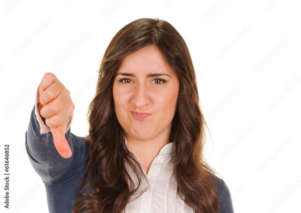 young woman shows sign and symbol by hands on white background young woman shows sign and symbol by hands on white background