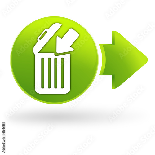 jeter à la corbeille sur symbole web vert