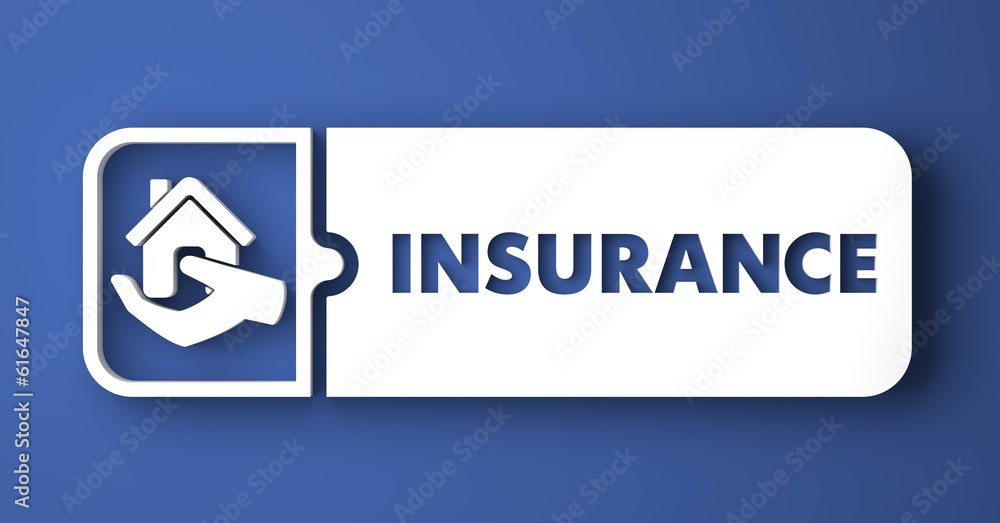 Insurance Concept on Blue in Flat Design Style. Insurance Concept on Blue in Flat Design Style.