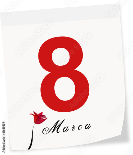 International Women's Day on March 8th. Calendar page.