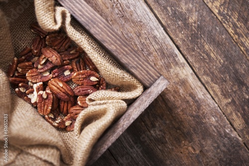 Raw Pecans in Wood Crate