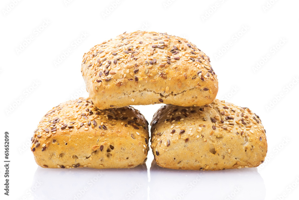 Breads with seeds isolated on white background. Breads with seeds isolated on white background.