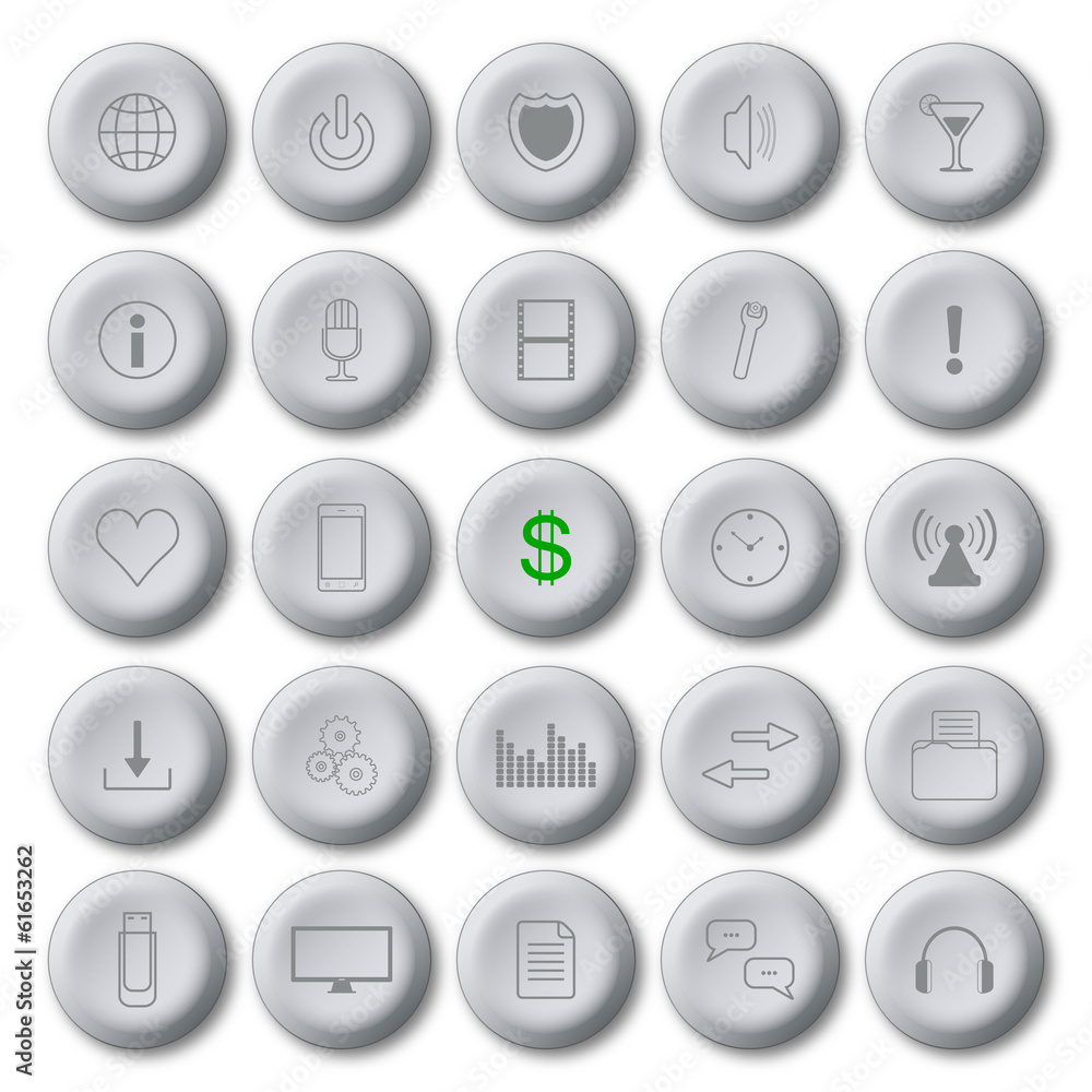 Set of multimedia buttons Set of multimedia buttons