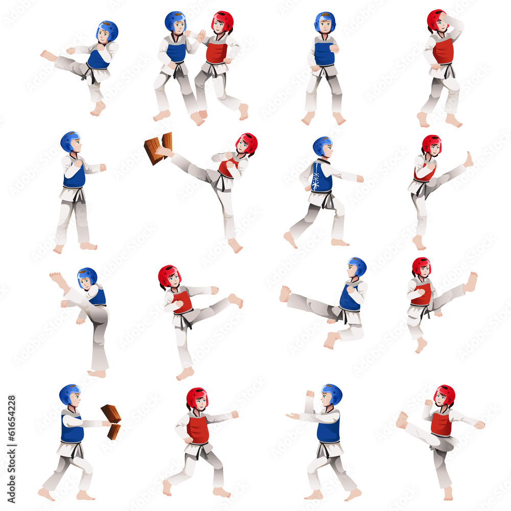 Boy and girl in taekwondo outfit Boy and girl in taekwondo outfit