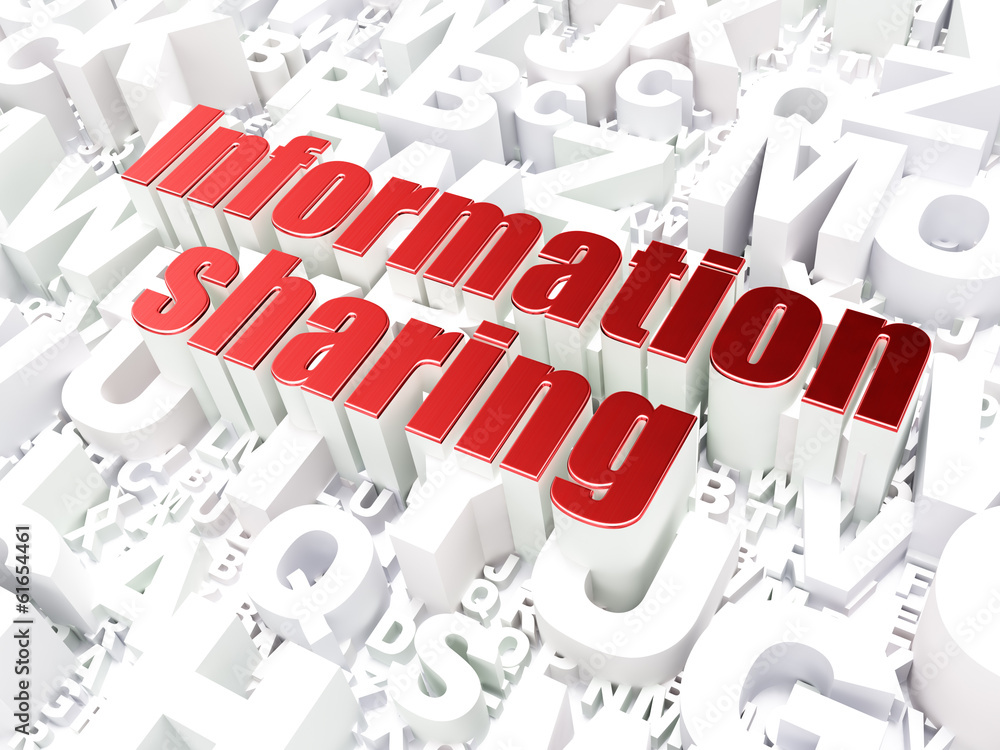 Information concept: Information Sharing on alphabet background Information concept: Information Sharing on alphabet background