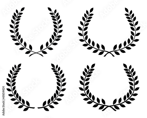 Black silhouettes of laurel wreaths  vector isolated