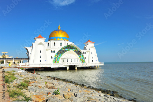 Mosque beside the sea in Melaka, Malaysia