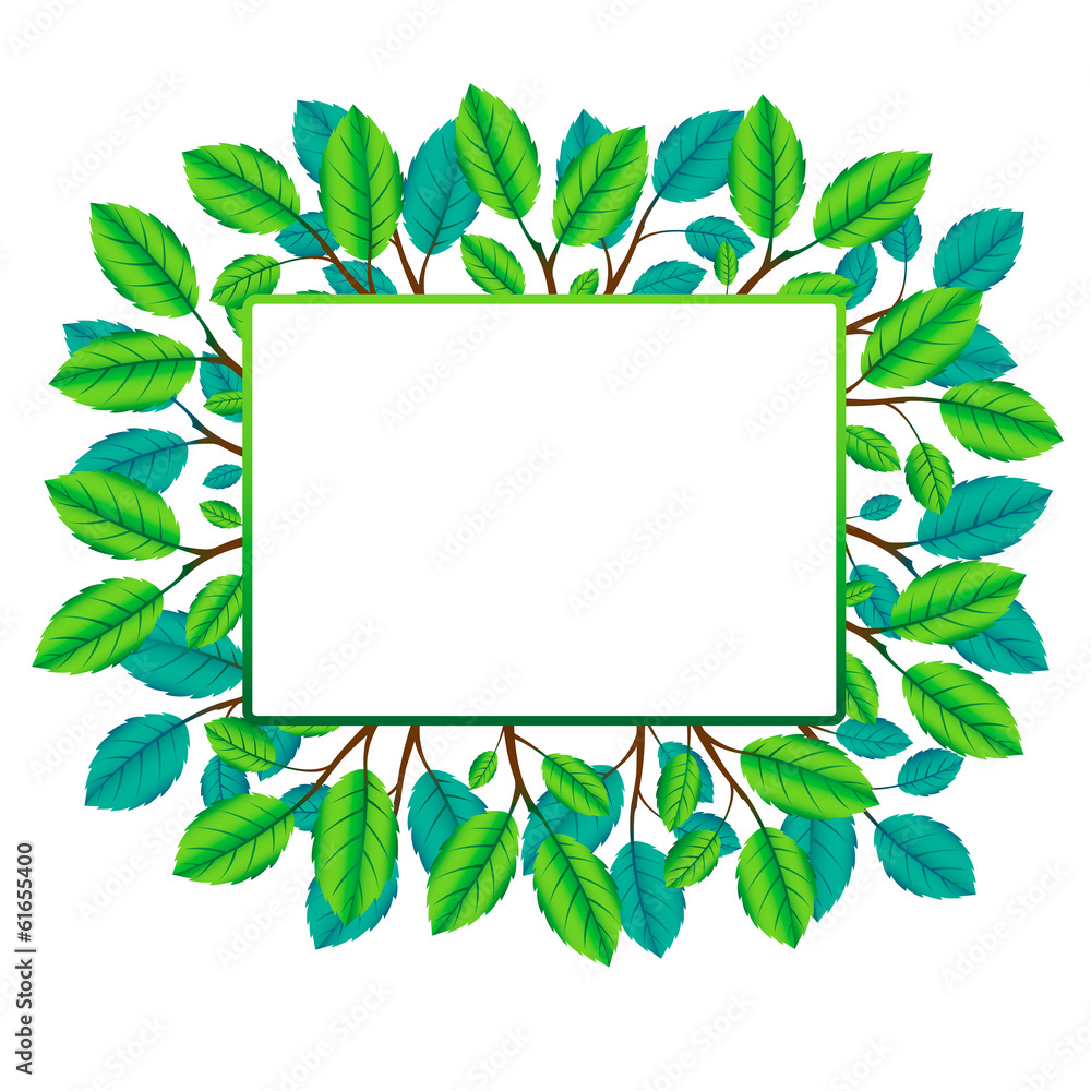 Obraz premium Vector square frame of branches and leafs. Eco concept. Nature b