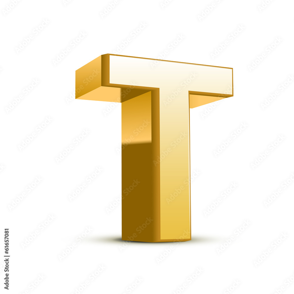 3d golden letter T 3d golden letter T