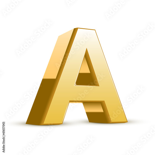 3d golden letter A